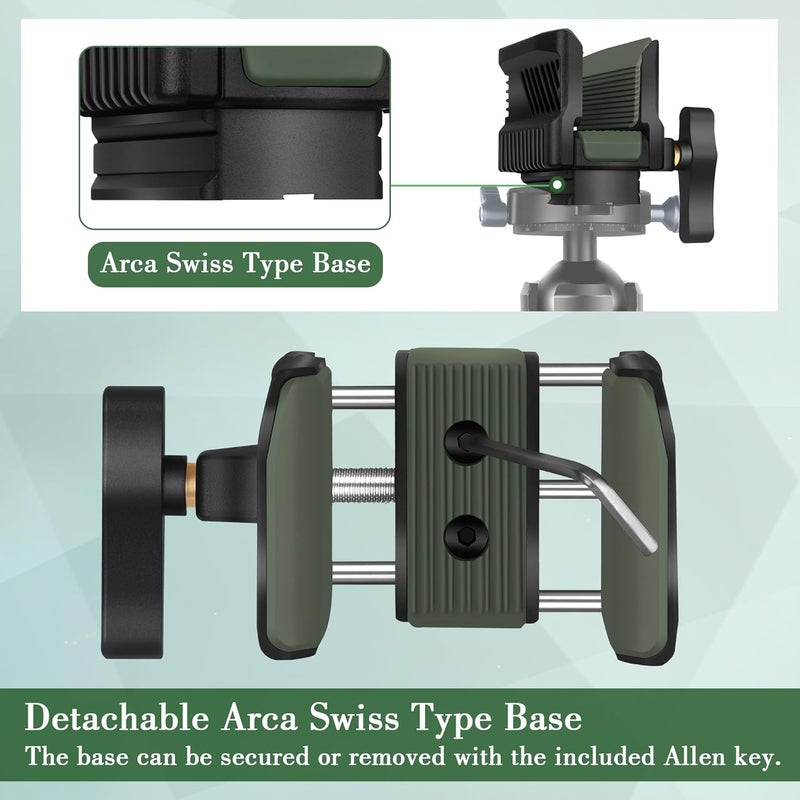 Manbily U-7 Shooting Saddle for Hunting Tripod, Aluminum Alloy Universal Rest Head Clamp Mount, Arca-Swiss Compatibility Base for monopod, Green - Image 5